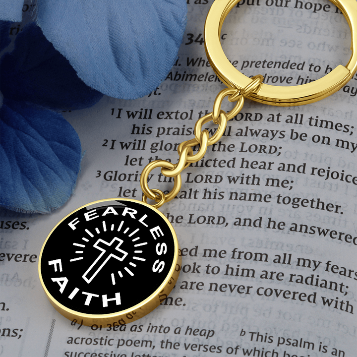 Fearless Faith Graphic Circle Keychain – Gift for Her - Gift for Him