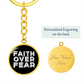 Faith Over Fear (White) - Graphic Circle Keychain - Gift for Her - Gift for Him