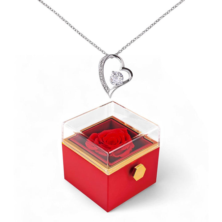 Forever Love Necklace With Rotating Rose Gift Box – Gift for Her