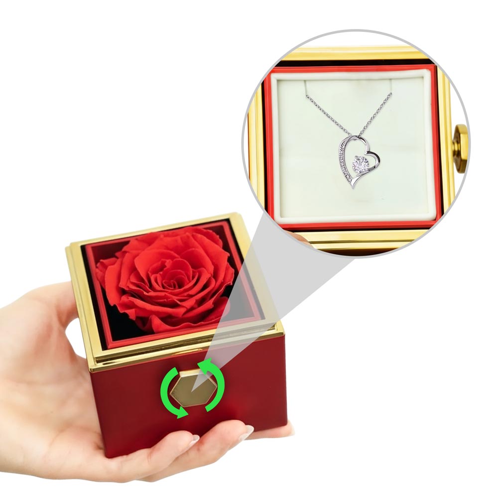 Forever Love Necklace With Rotating Rose Gift Box – Gift for Her