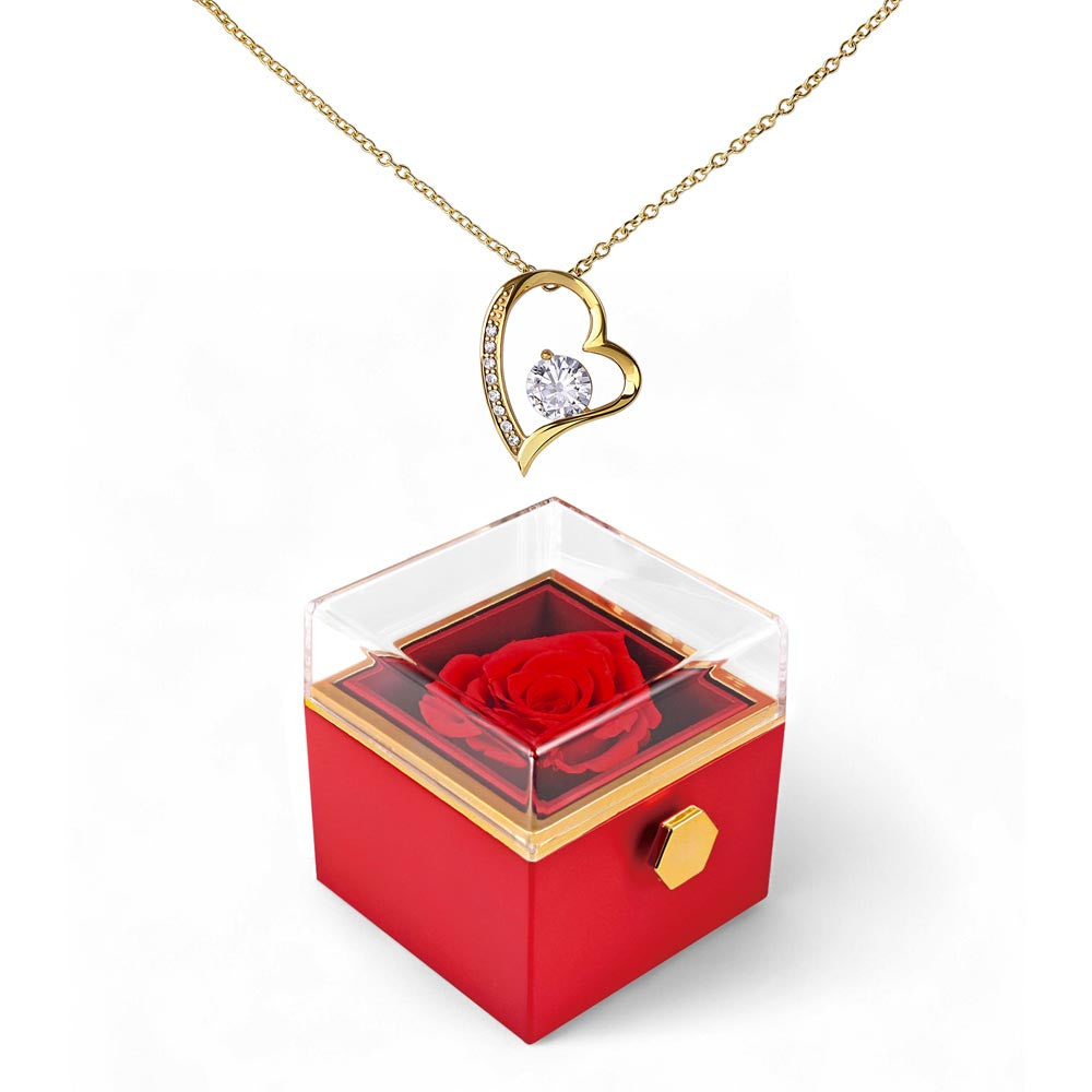 Forever Love Necklace With Rotating Rose Gift Box – Gift for Her