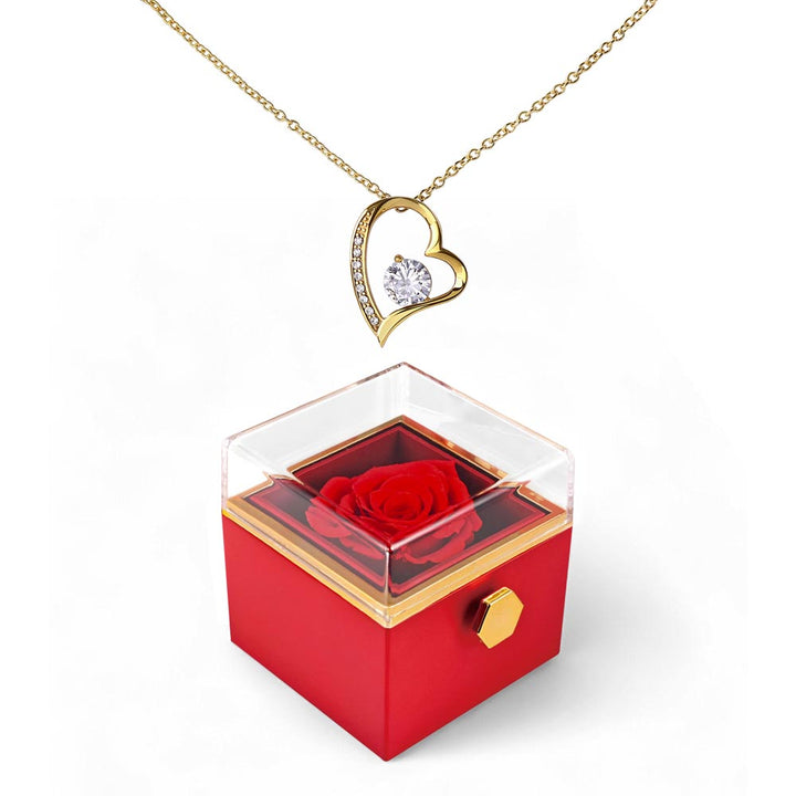Forever Love Necklace With Rotating Rose Gift Box – Gift for Her