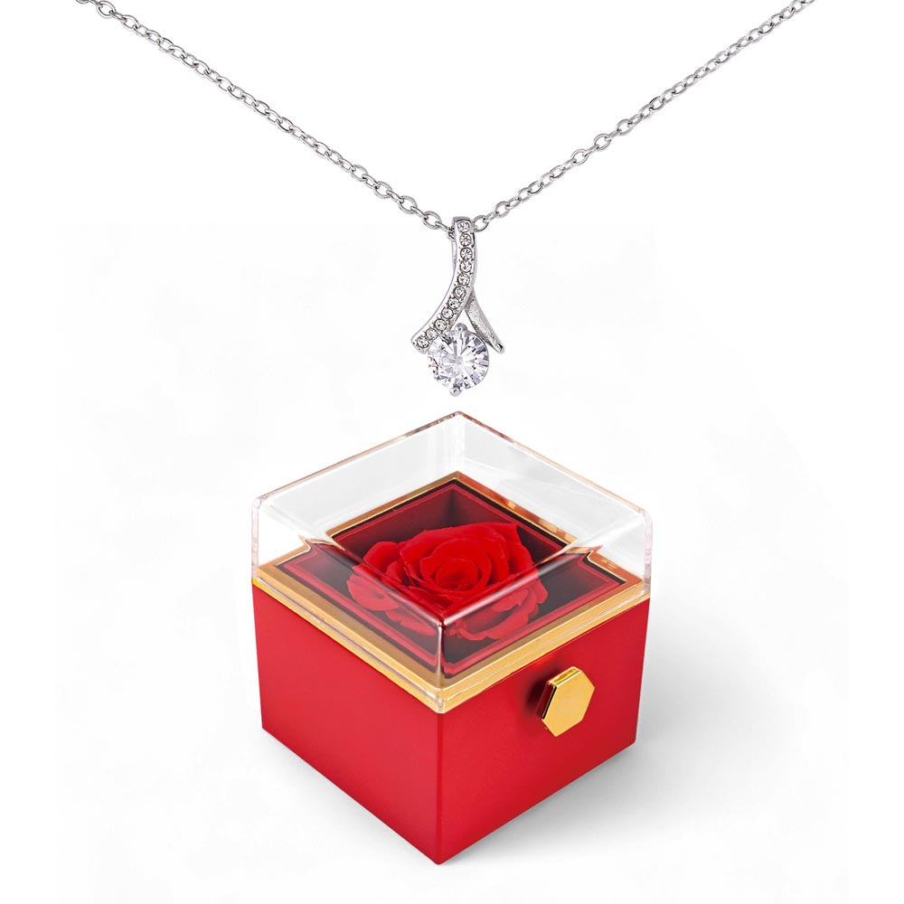 Alluring Beauty Necklace With Rotating Rose Gift Box – Gift for Her