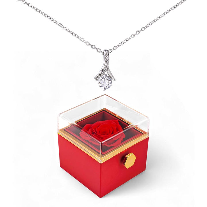 Alluring Beauty Necklace With Rotating Rose Gift Box – Gift for Her