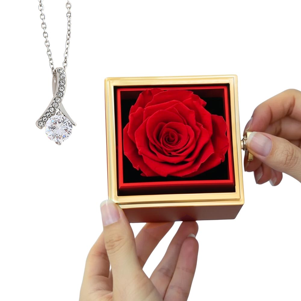 Alluring Beauty Necklace With Rotating Rose Gift Box – Gift for Her