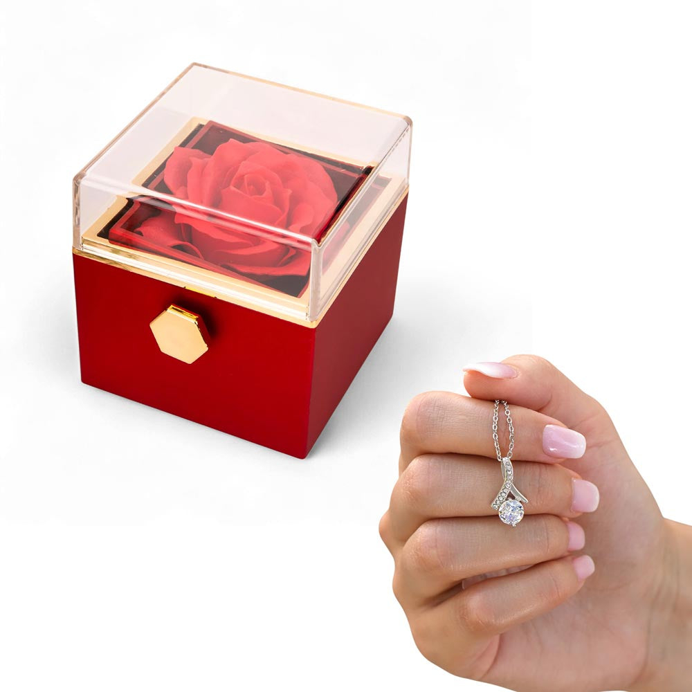 Alluring Beauty Necklace With Rotating Rose Gift Box – Gift for Her
