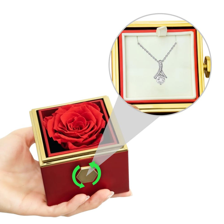Alluring Beauty Necklace With Rotating Rose Gift Box – Gift for Her