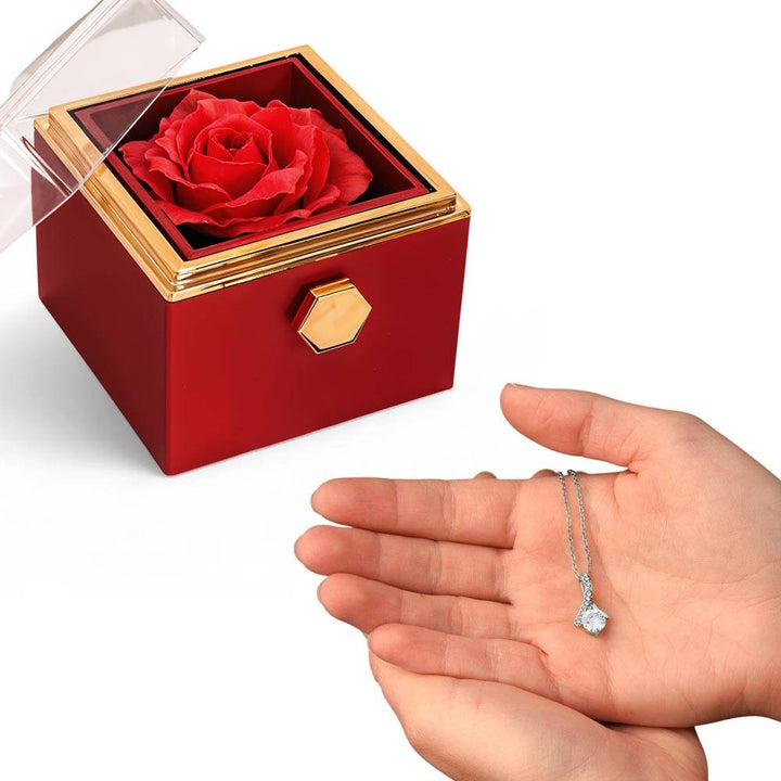 Alluring Beauty Necklace With Rotating Rose Gift Box – Gift for Her