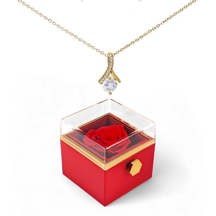 Alluring Beauty Necklace With Rotating Rose Gift Box – Gift for Her
