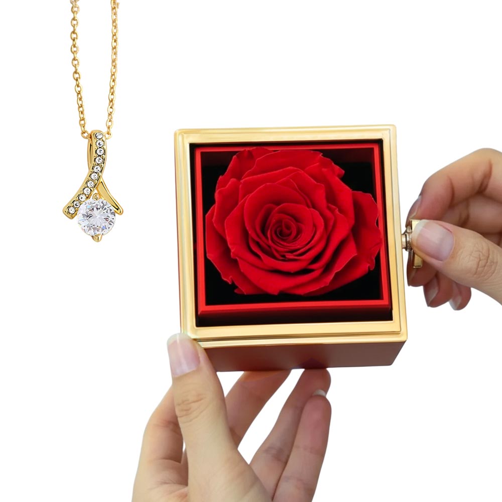 Alluring Beauty Necklace With Rotating Rose Gift Box – Gift for Her