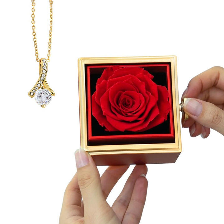 Alluring Beauty Necklace With Rotating Rose Gift Box – Gift for Her