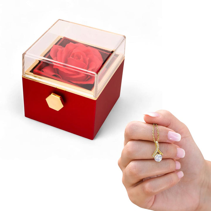 Alluring Beauty Necklace With Rotating Rose Gift Box – Gift for Her