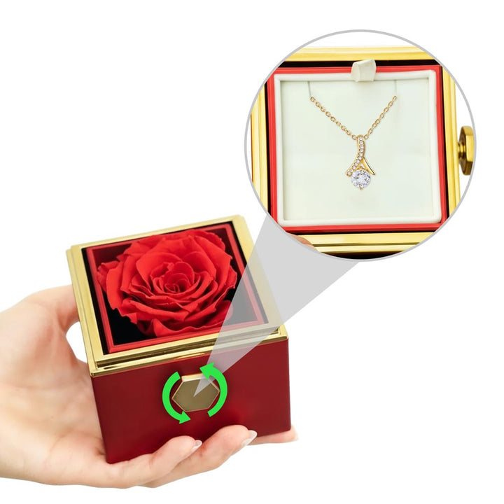 Alluring Beauty Necklace With Rotating Rose Gift Box – Gift for Her