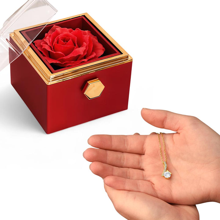 Alluring Beauty Necklace With Rotating Rose Gift Box – Gift for Her