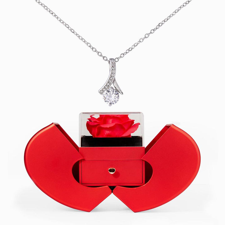 Alluring Beauty Necklace and Red Heart Rose Box – Gift for Her