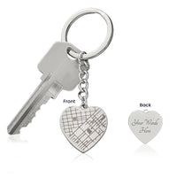 Load image into Gallery viewer, Engraved Map on Heart Keychain - Gift for Her - Gift for Him
