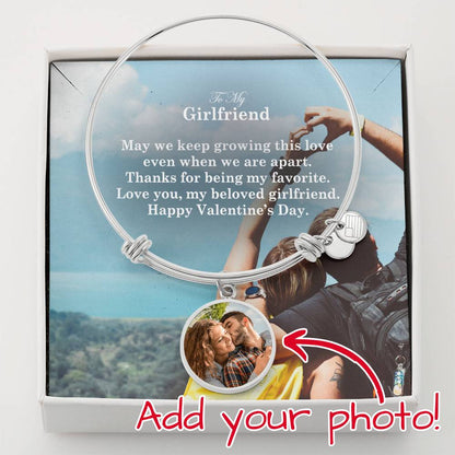 To My Girlfriend, May We Keep Growing This Love Even When We Are Apart - Happy Valentine's Day - Luxury Bangle Circle Pendant - Gift for Girlfriend