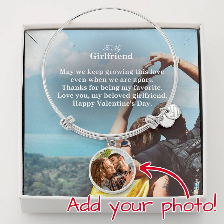 To My Girlfriend, May We Keep Growing This Love Even When We Are Apart – Luxury Bangle Circle Pendant – Gift for Girlfriend