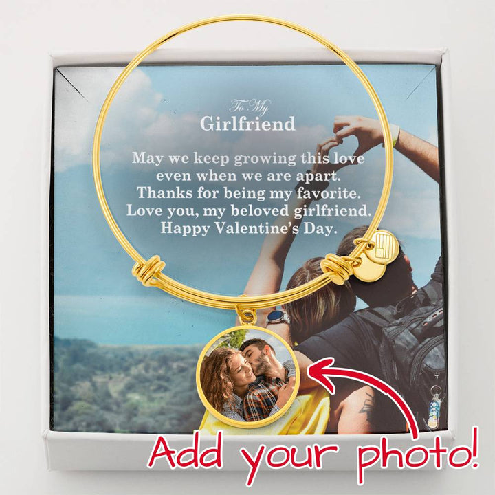 To My Girlfriend, May We Keep Growing This Love Even When We Are Apart – Luxury Bangle Circle Pendant – Gift for Girlfriend