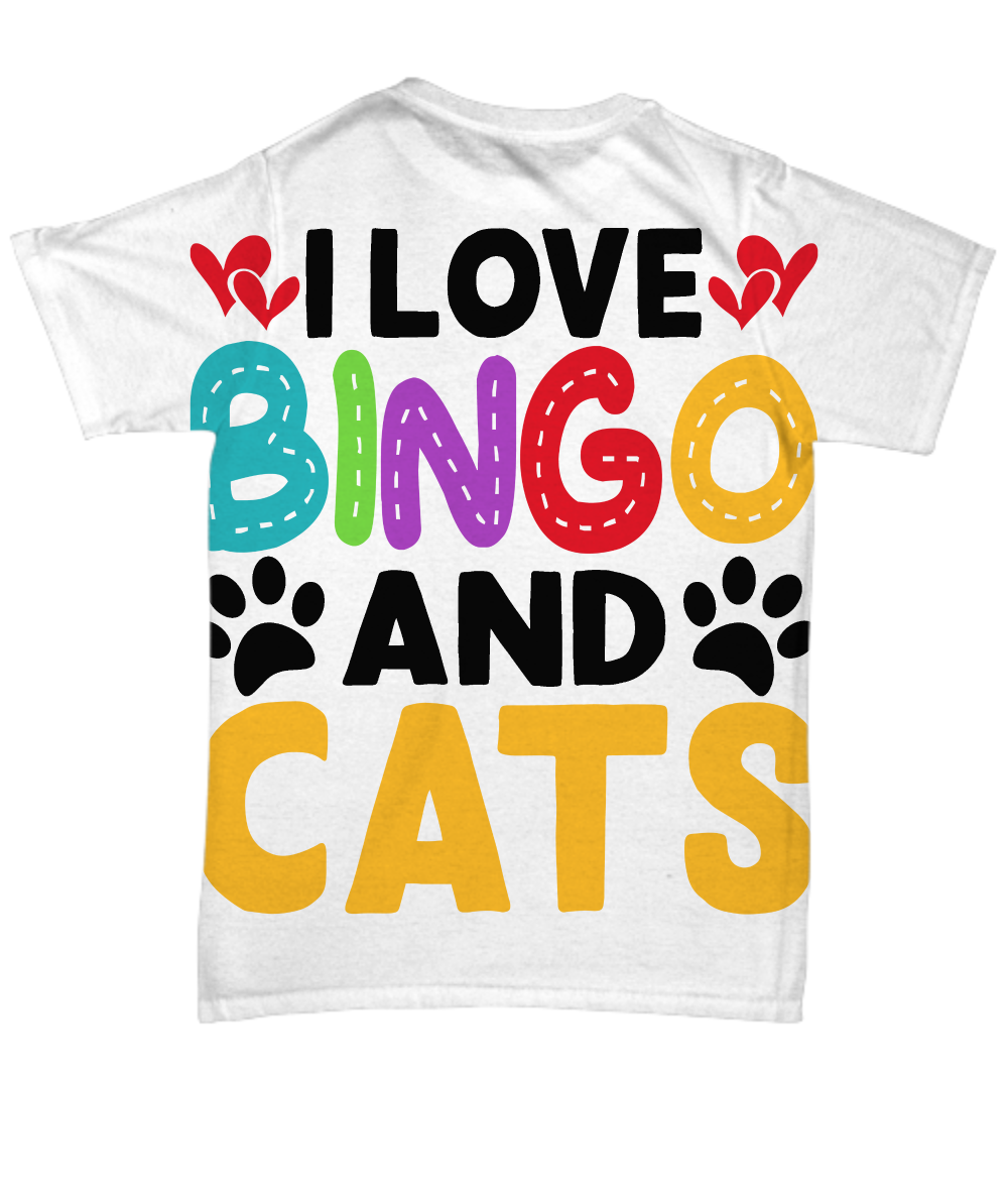 I Love Bingo And Cats - Unisex Tee (all over print) - Gift for Her - Gift for Him