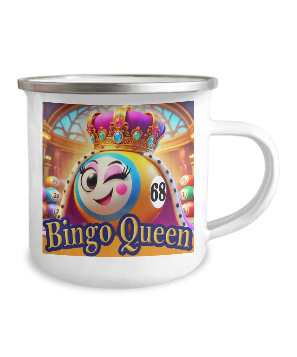 Bingo Queen - 12oz Camper Mug - Gift for Her