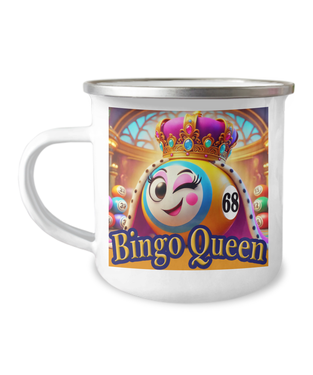 Bingo Queen - 12oz Camper Mug - Gift for Her