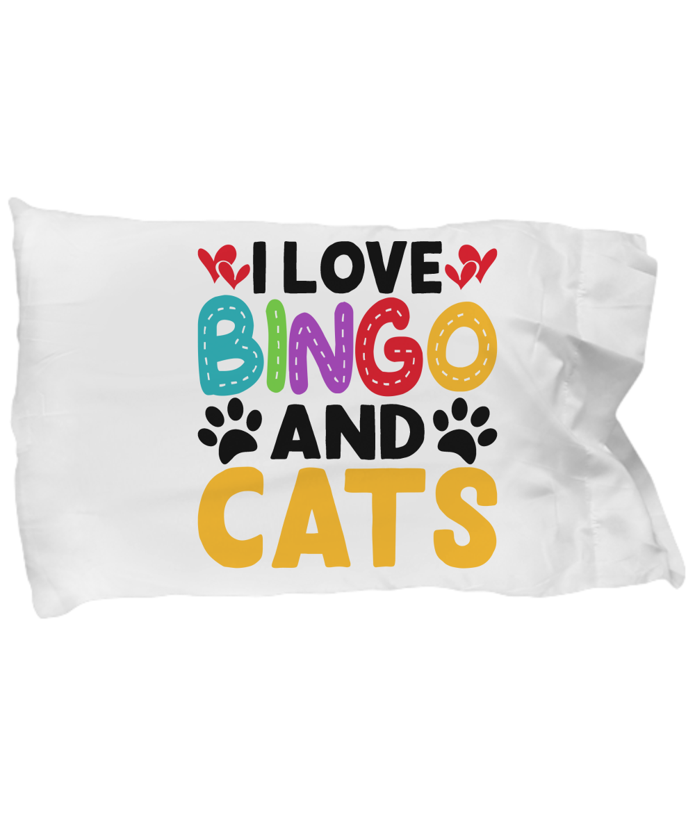 I Love Bingo And Cats - Pillow Case - Gift for Her - Gift for Him