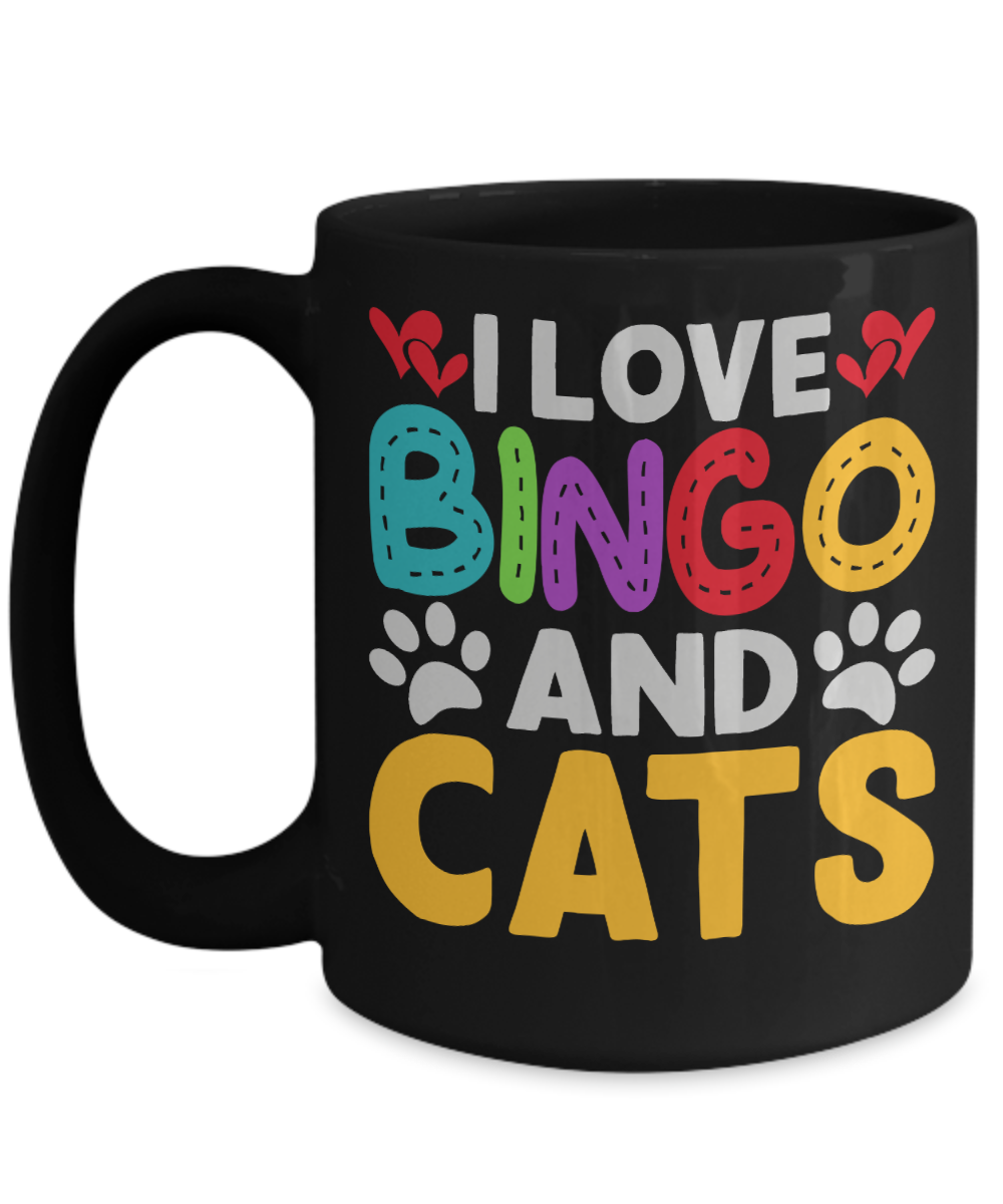 I Love Bingo And Cats - 11oz & 15oz Mug - Gift for Her - Gift for Him