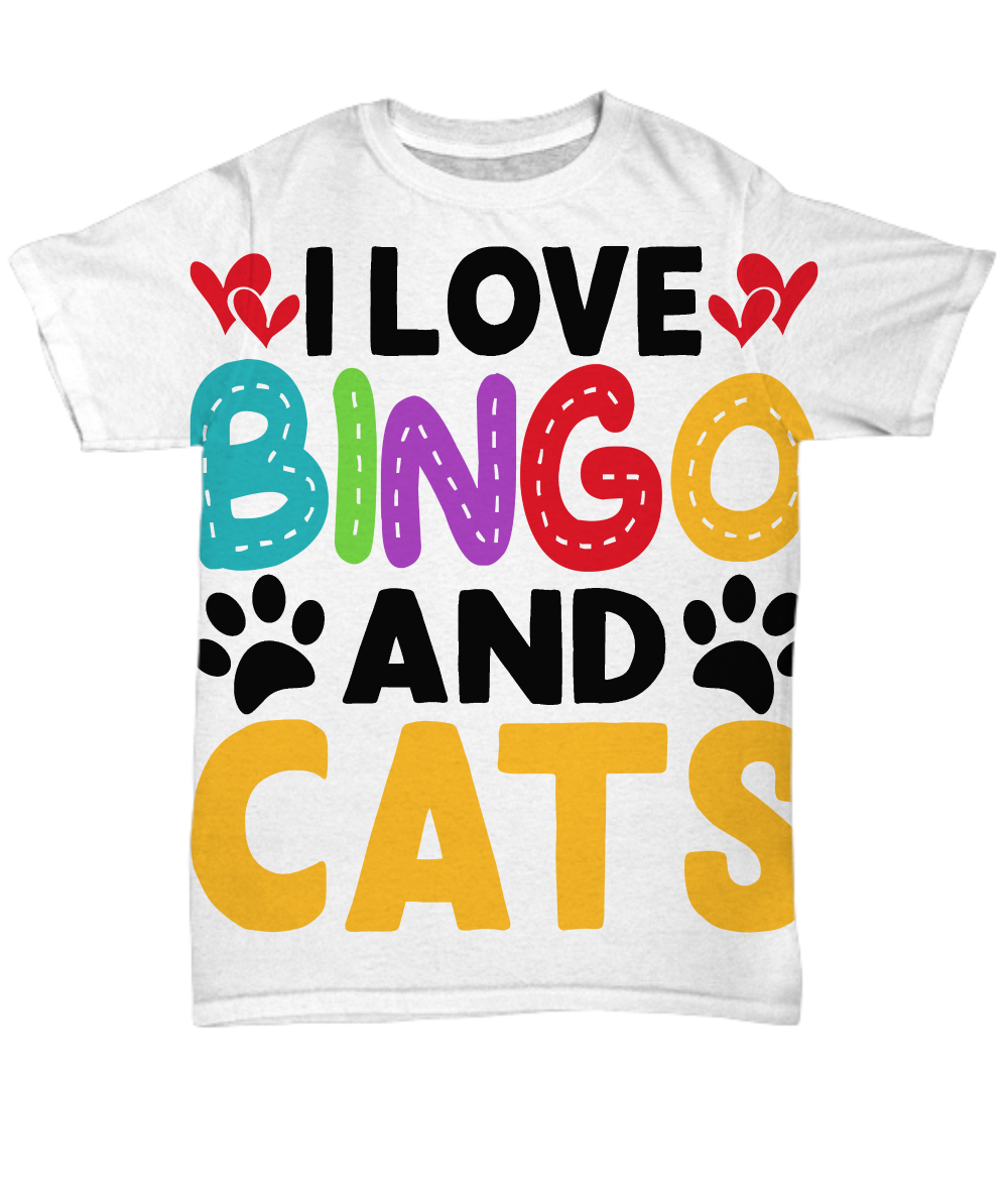 I Love Bingo And Cats - Unisex Tee (all over print) - Gift for Her - Gift for Him