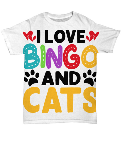 I Love Bingo And Cats - Unisex Tee (all over print) - Gift for Her - Gift for Him