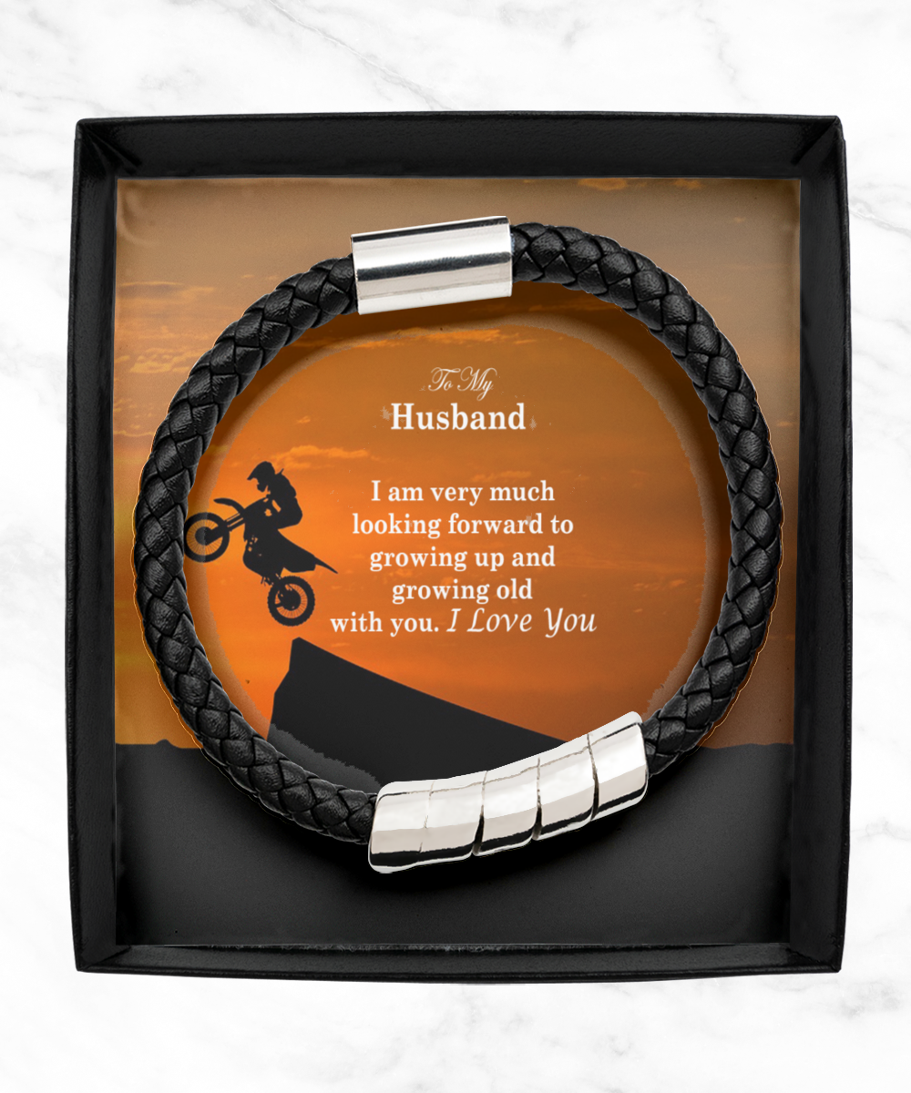 To My Husband, I Am Very Much Looking Forward To Growing Up & Growing Old With You - Man Bracelet - Gift for Husband