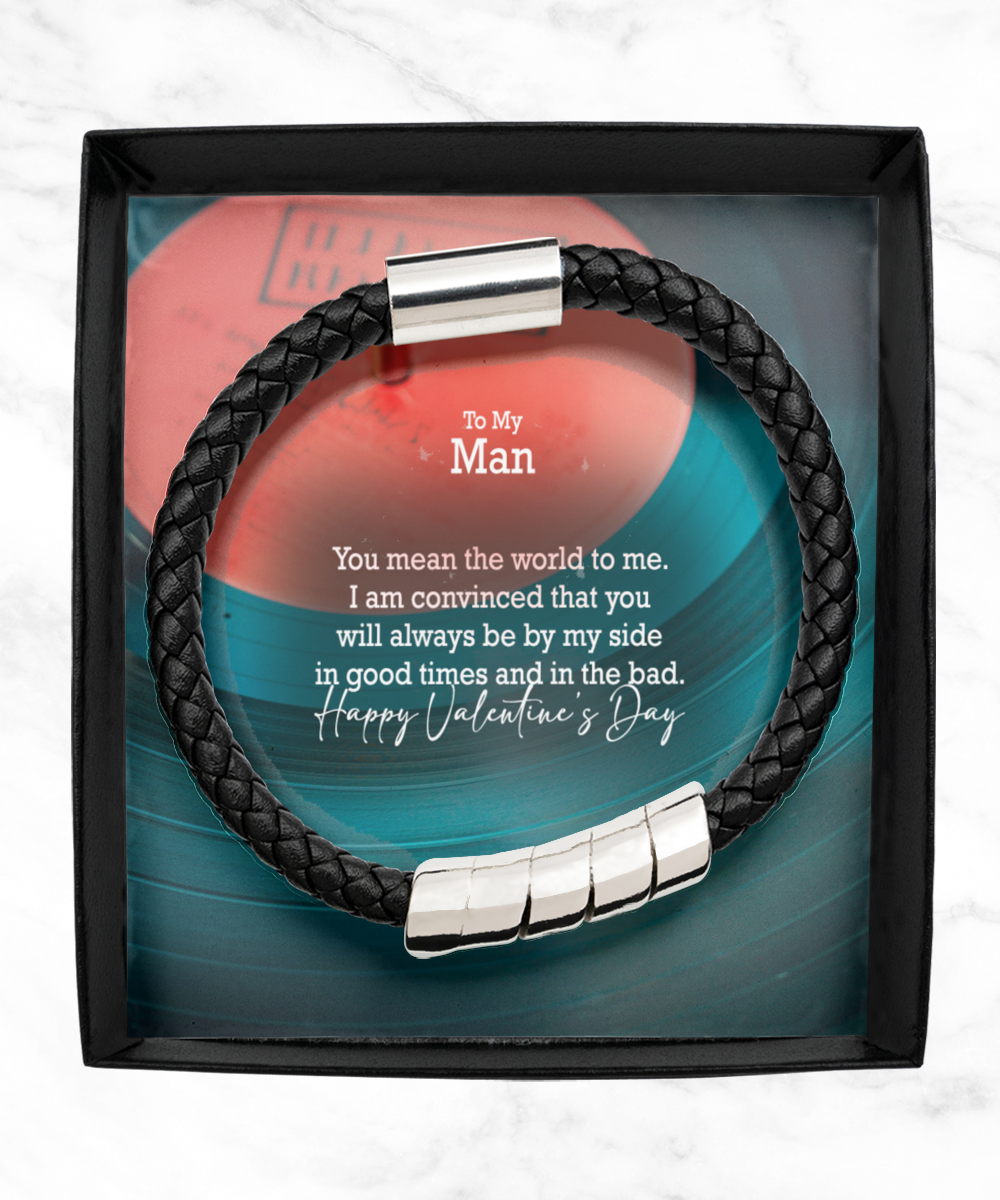 To My Man, You Mean The World To Me - Man Bracelet - Gift for Him