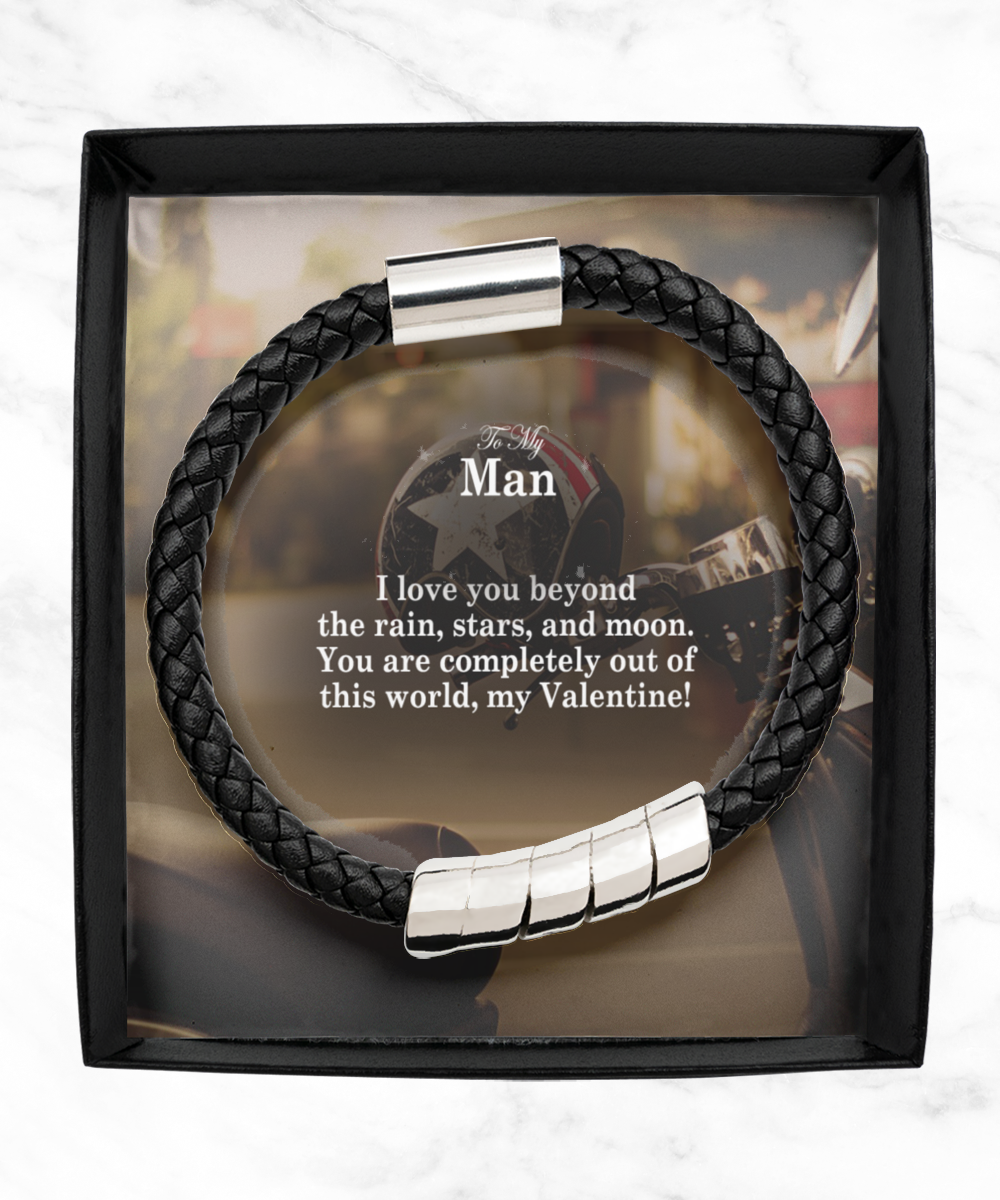 To My Man, I Love You Beyond The Rain, Stars, & Moon - Man Bracelet - Gift for Him