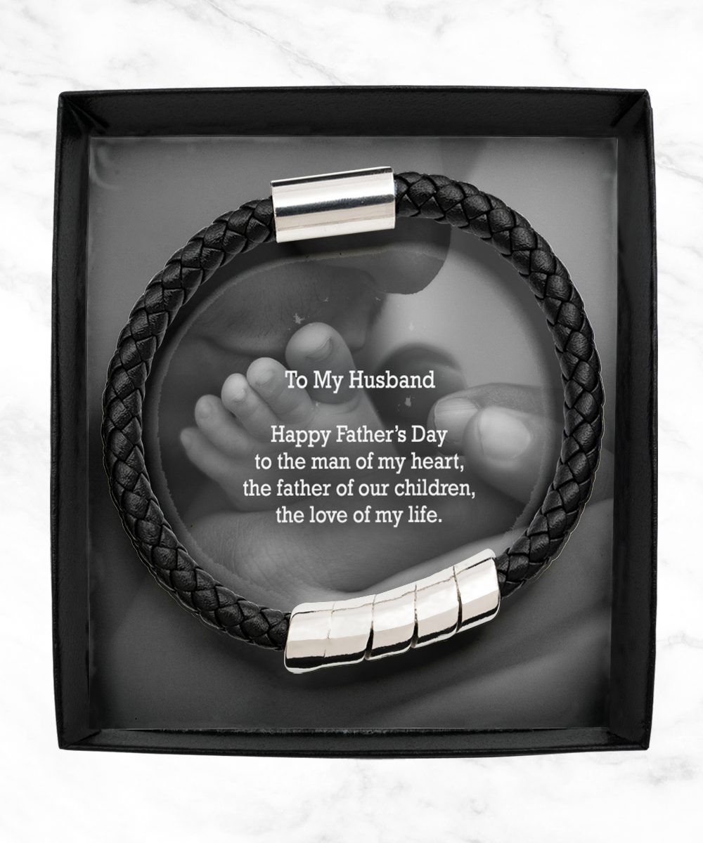 To My Husband, Happy Father's Day To The Man Of My Heart, The Father Of Our Children, The Love Of My Life - Man Bracelet - Gift for Husband