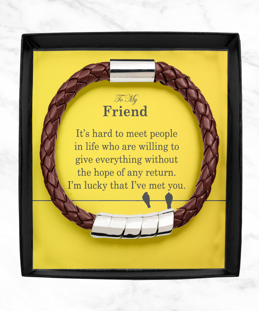 To My Friend, I'm Lucky That I've Met You - Man Bracelet - Gift for Friend