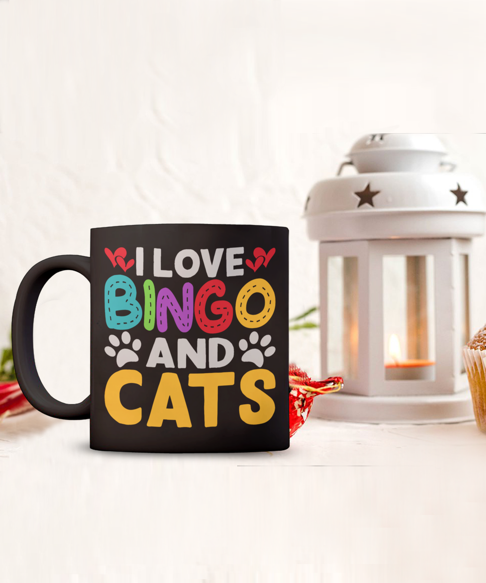 I Love Bingo And Cats - 11oz & 15oz Mug - Gift for Her - Gift for Him