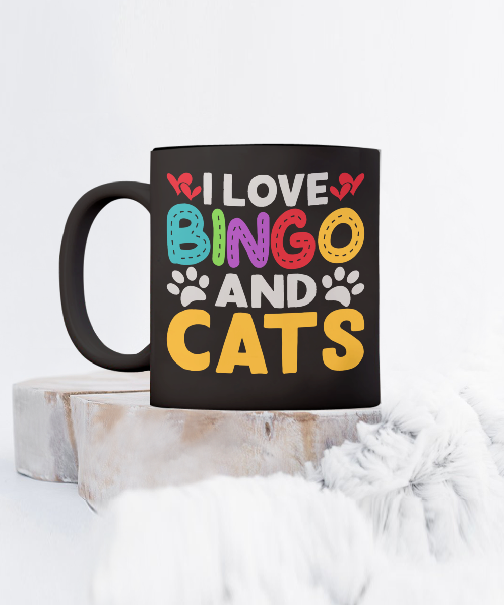 I Love Bingo And Cats - 11oz & 15oz Mug - Gift for Her - Gift for Him