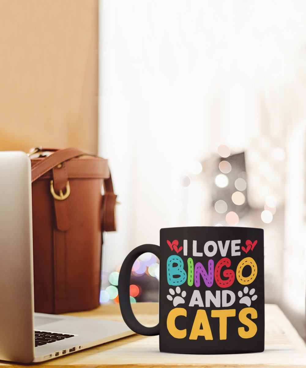 I Love Bingo And Cats - 11oz & 15oz Mug - Gift for Her - Gift for Him