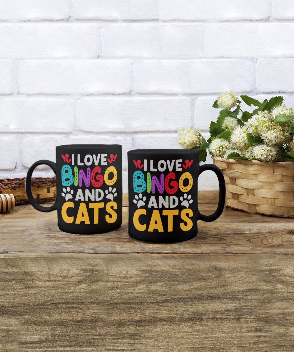 I Love Bingo And Cats - 11oz & 15oz Mug - Gift for Her - Gift for Him