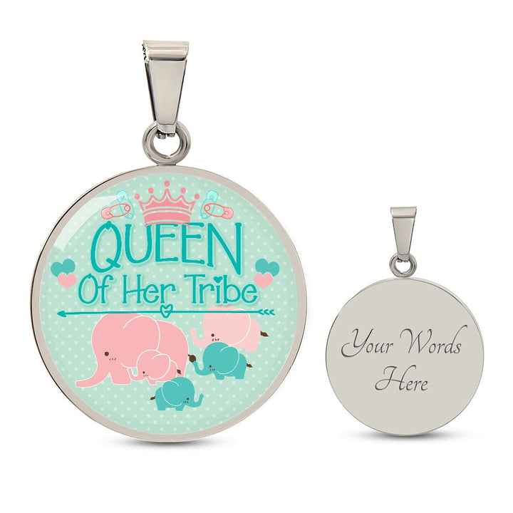 Queen Of Her Tribe - Circle Necklace - Gift for Mom