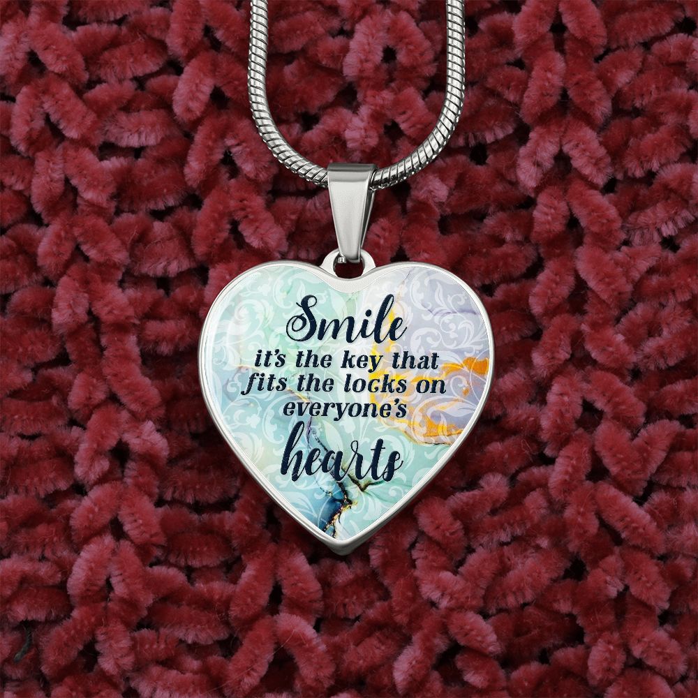 Smile It's The Key That Fits The Locks On Everyone's Hearts - Luxury Heart Pendant Necklace - Gift for Her