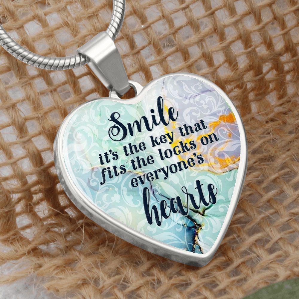 Smile It's The Key That Fits The Locks On Everyone's Hearts - Luxury Heart Pendant Necklace - Gift for Her
