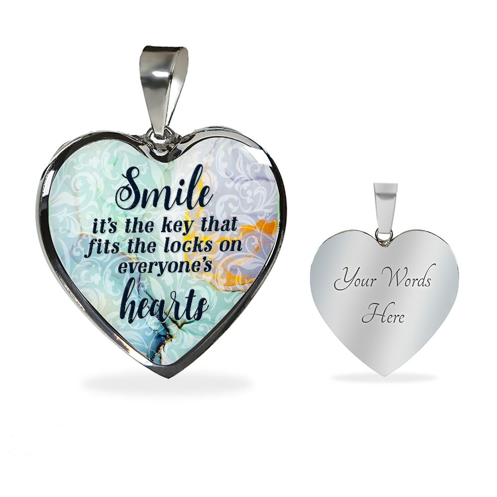Smile It's The Key That Fits The Locks On Everyone's Hearts - Luxury Heart Pendant Necklace - Gift for Her
