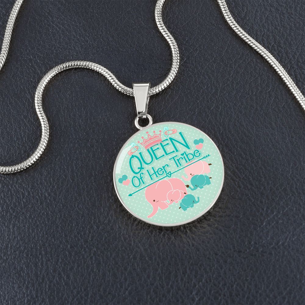 Queen Of Her Tribe - Circle Necklace - Gift for Mom
