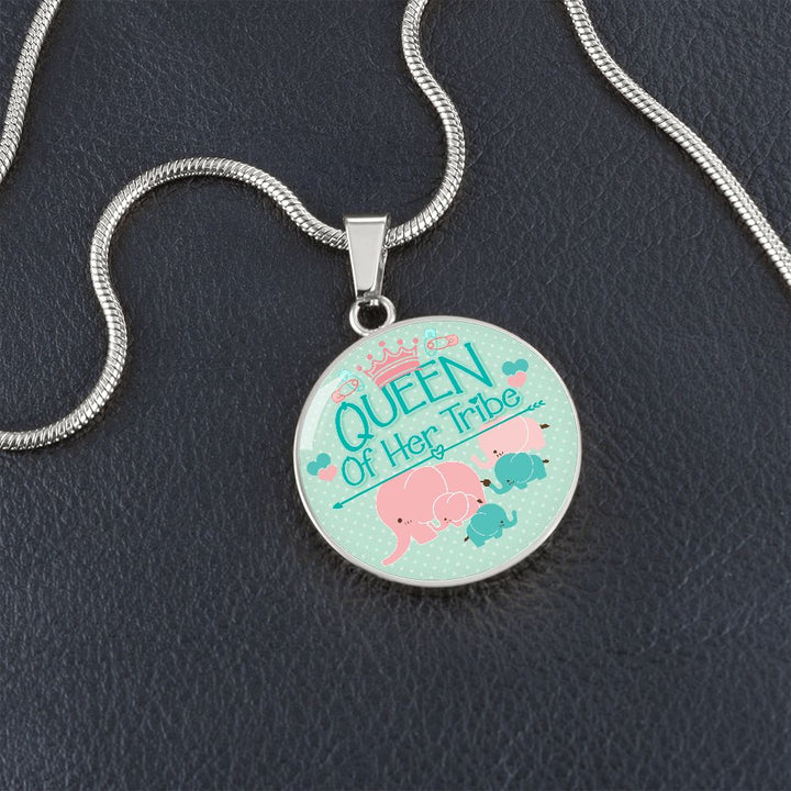 Queen Of Her Tribe - Circle Necklace - Gift for Mom