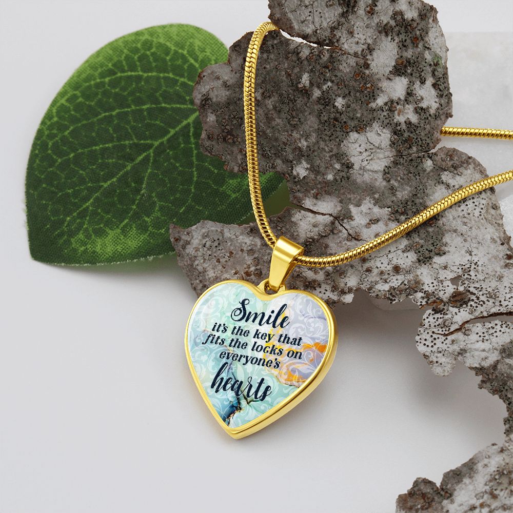 Smile It's The Key That Fits The Locks On Everyone's Hearts - Luxury Heart Pendant Necklace - Gift for Her