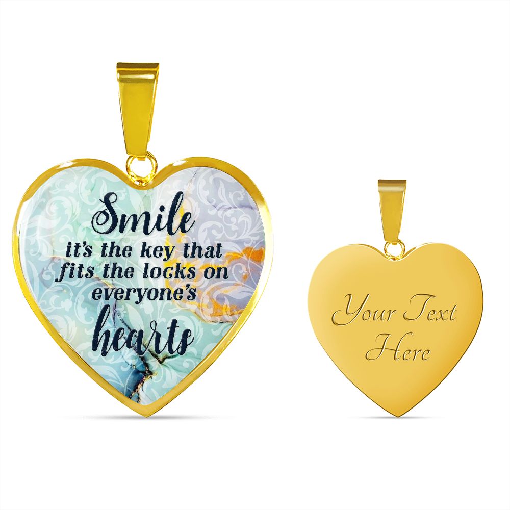 Smile It's The Key That Fits The Locks On Everyone's Hearts - Luxury Heart Pendant Necklace - Gift for Her