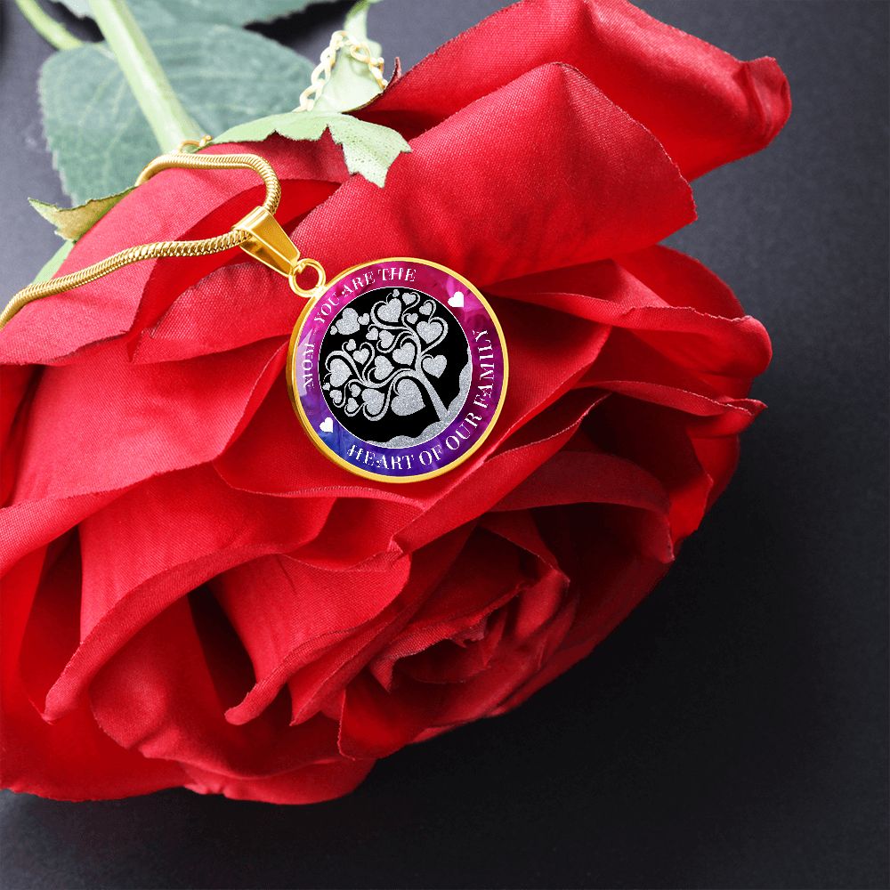 Mom, You Are The Heart Of Our Family – Luxury Circle Pendant Necklace – Gift for Mom