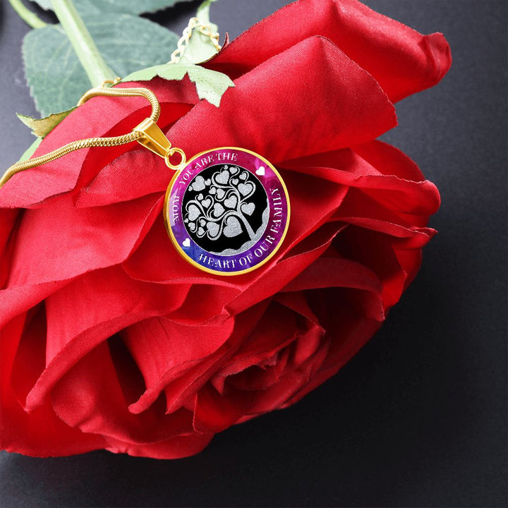 Mom, You Are The Heart Of Our Family – Luxury Circle Pendant Necklace – Gift for Mom