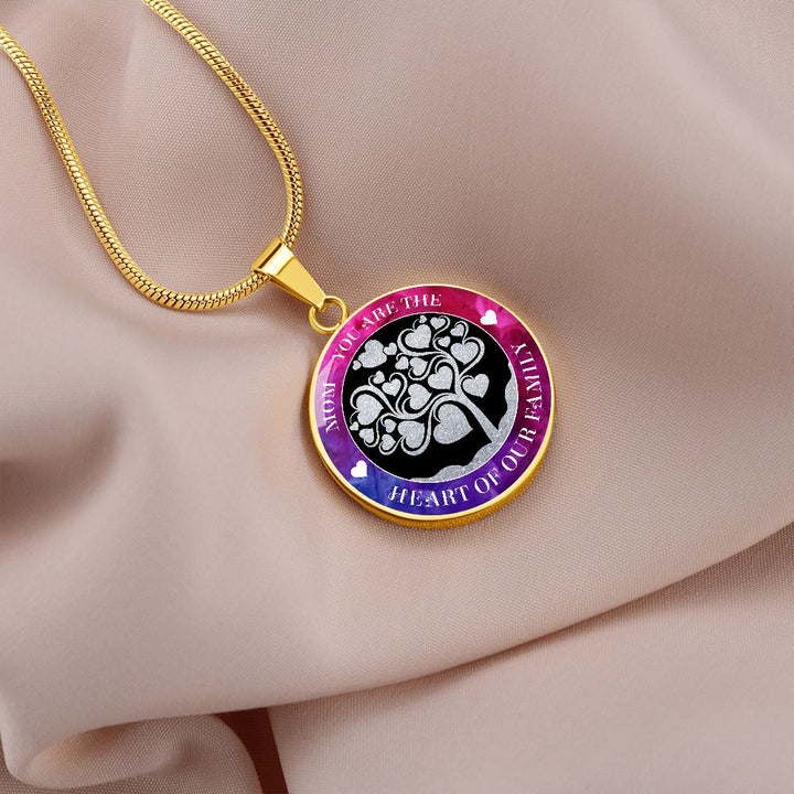 Mom, You Are The Heart Of Our Family – Luxury Circle Pendant Necklace – Gift for Mom